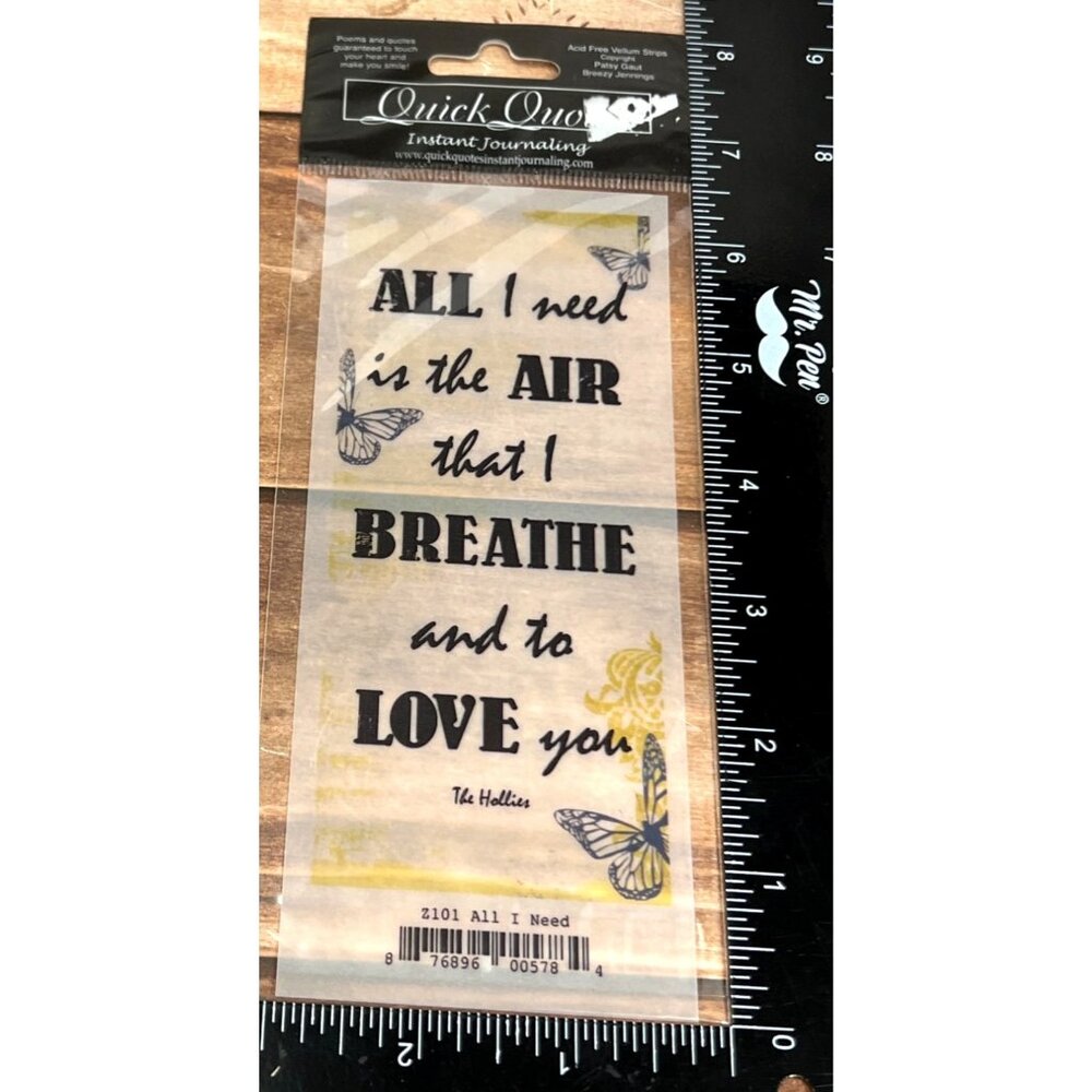 QUICK QUOTES Z101 All I Need Is Love You Scrapbooking JOURNALING VELLUM Sticker